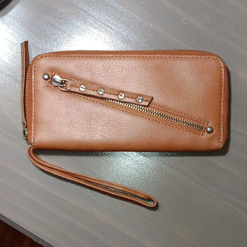 Free People Vegan Leather Wristlet Brown